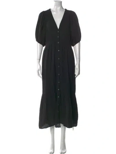 Pre-owned Xirena V-neck Long Dress In Black