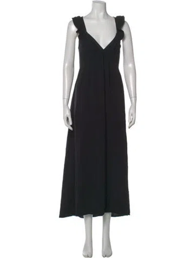 Pre-owned Xirena V-neck Long Dress In Black