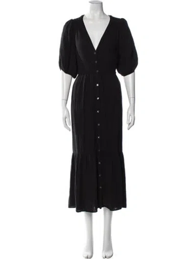 Pre-owned Xirena V-neck Long Dress In Black