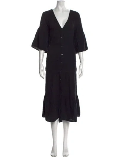 Pre-owned Xirena V-neck Long Dress In Black