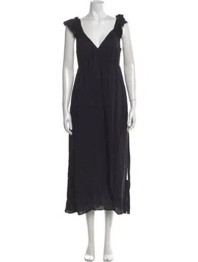 Pre-owned Xirena V-neck Long Dress In Black