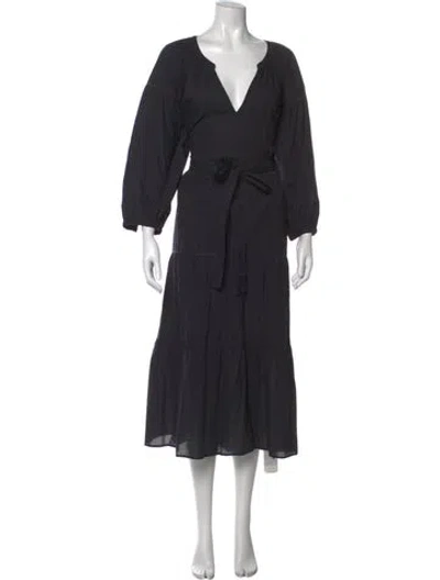 Pre-owned Xirena V-neck Long Dress In Black