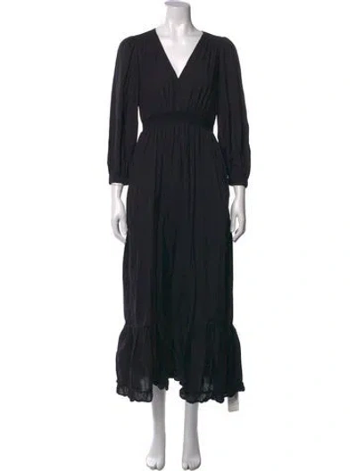 Pre-owned Xirena V-neck Long Dress In Black