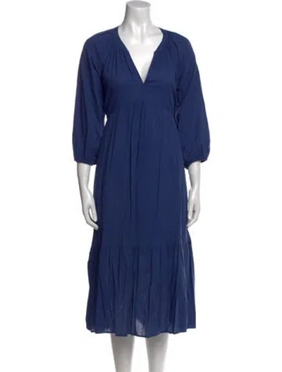 Pre-owned Xirena V-neck Long Dress In Blue