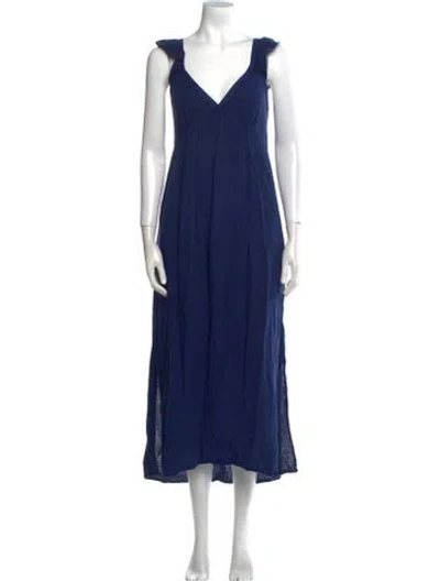 Pre-owned Xirena V-neck Long Dress In Blue