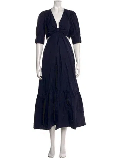 Pre-owned Xirena V-neck Long Dress In Blue