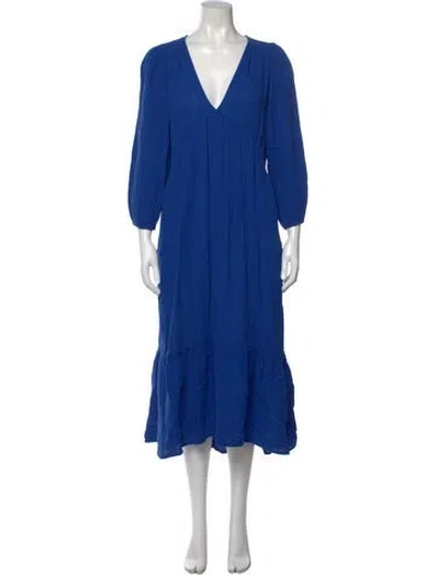 Pre-owned Xirena V-neck Long Dress In Blue