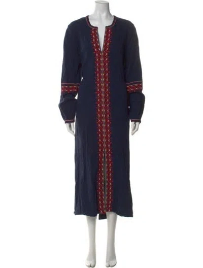 Pre-owned Xirena V-neck Long Dress In Blue