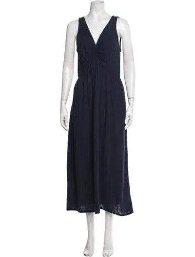 Pre-owned Xirena V-neck Long Dress In Blue