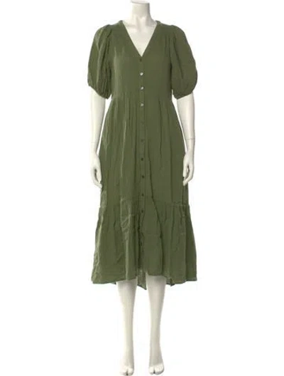 Pre-owned Xirena V-neck Long Dress In Green