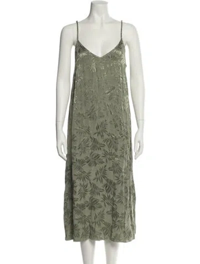 Pre-owned Xirena V-neck Long Dress In Green