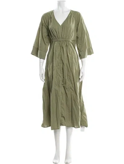 Pre-owned Xirena V-neck Long Dress In Green