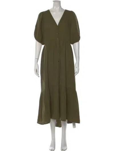 Pre-owned Xirena V-neck Long Dress In Green