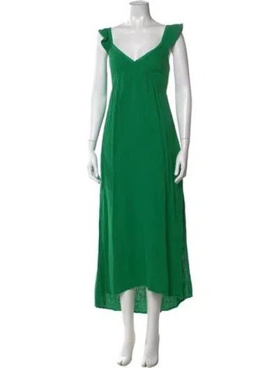 Pre-owned Xirena V-neck Long Dress In Green