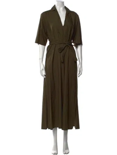 Pre-owned Xirena V-neck Long Dress In Green