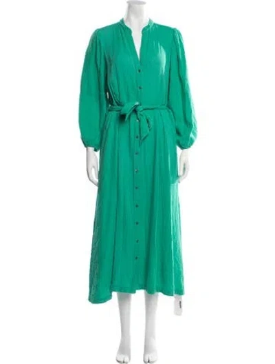 Pre-owned Xirena V-neck Long Dress In Green