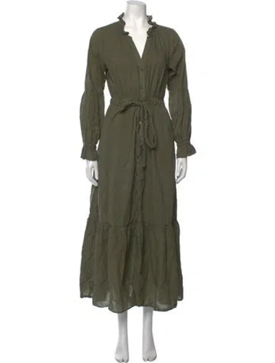Pre-owned Xirena V-neck Long Dress In Green
