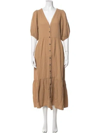 Pre-owned Xirena V-neck Long Dress In Neutral