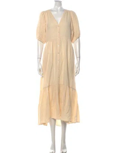 Pre-owned Xirena V-neck Long Dress In Neutrals