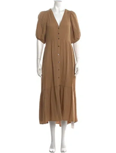 Pre-owned Xirena V-neck Long Dress In Neutrals
