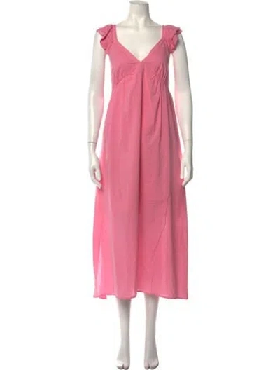 Pre-owned Xirena V-neck Long Dress In Pink