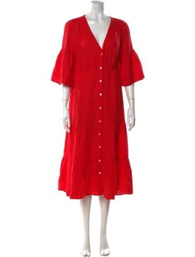 Pre-owned Xirena V-neck Long Dress In Red