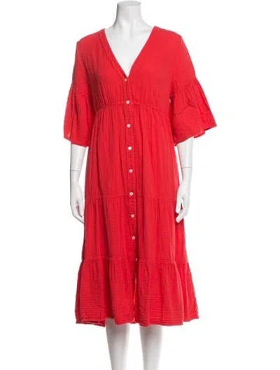 Pre-owned Xirena V-neck Long Dress In Red