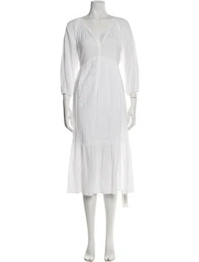 Pre-owned Xirena V-neck Long Dress In White