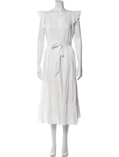 Pre-owned Xirena V-neck Long Dress In White