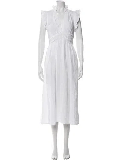 Pre-owned Xirena V-neck Long Dress In White