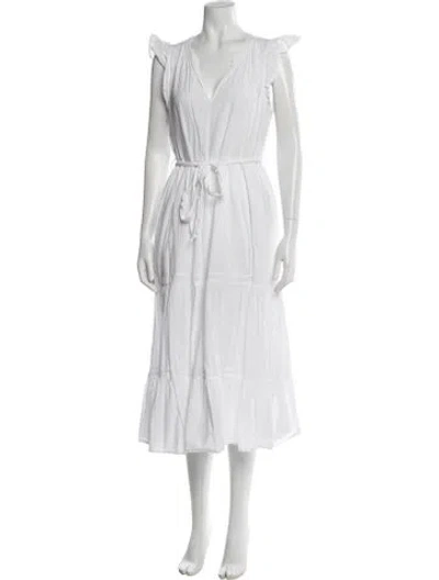 Pre-owned Xirena V-neck Long Dress In White