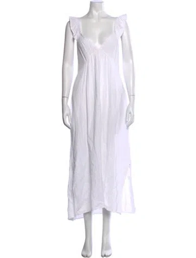 Pre-owned Xirena V-neck Long Dress In White