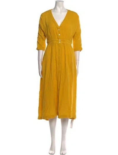 Pre-owned Xirena V-neck Long Dress In Yellow