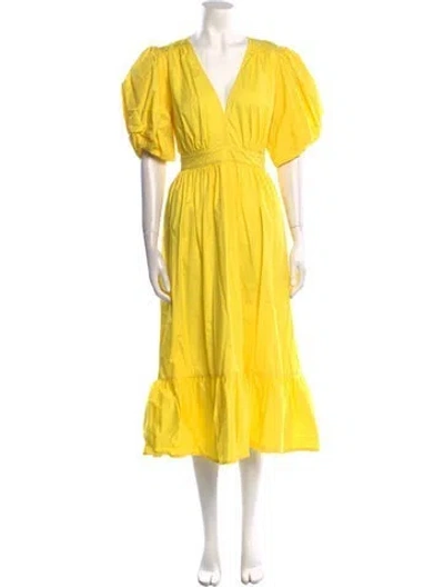 Pre-owned Xirena V-neck Long Dress In Yellow