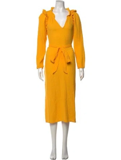 Pre-owned Xirena V-neck Long Dress In Yellow