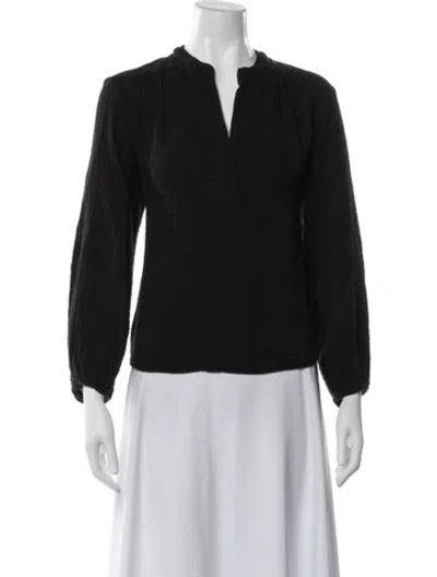Pre-owned Xirena V-neck Long Sleeve Blouse In Black