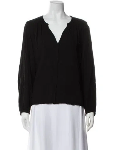 Pre-owned Xirena V-neck Long Sleeve Blouse In Black