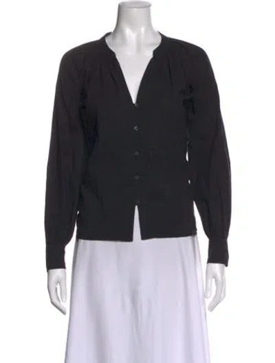 Pre-owned Xirena V-neck Long Sleeve Blouse In Black