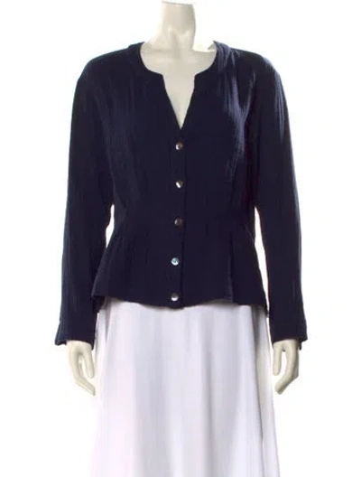 Pre-owned Xirena V-neck Long Sleeve Blouse In Blue