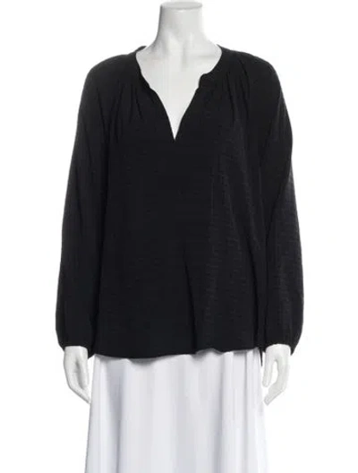 Pre-owned Xirena V-neck Long Sleeve Blouse In Gray