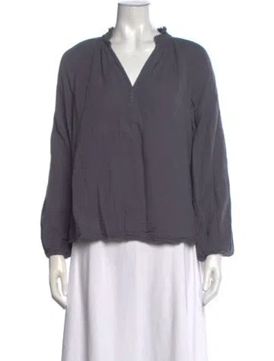 Pre-owned Xirena V-neck Long Sleeve Blouse In Grey