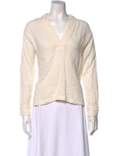 Pre-owned Xirena V-neck Long Sleeve Blouse In Neutral