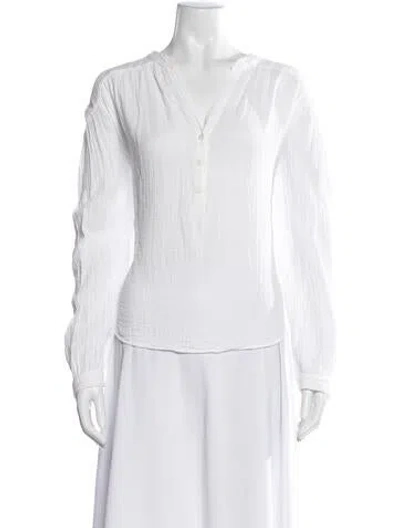 Pre-owned Xirena V-neck Long Sleeve Blouse In Neutral