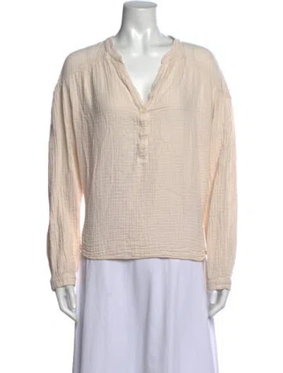 Pre-owned Xirena V-neck Long Sleeve Blouse In Neutral