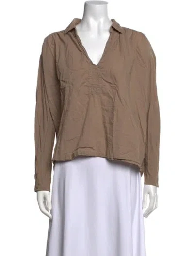 Pre-owned Xirena V-neck Long Sleeve Blouse In Neutrals