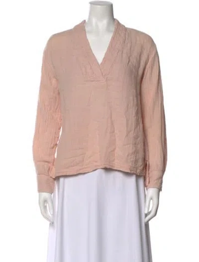 Pre-owned Xirena V-neck Long Sleeve Blouse In Pink