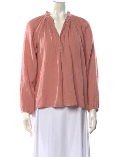 Pre-owned Xirena V-neck Long Sleeve Blouse In Pink