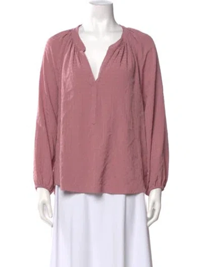 Pre-owned Xirena V-neck Long Sleeve Blouse In Pink