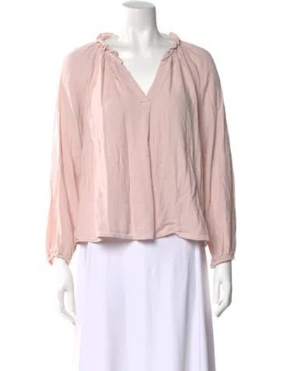 Pre-owned Xirena V-neck Long Sleeve Blouse In Pink