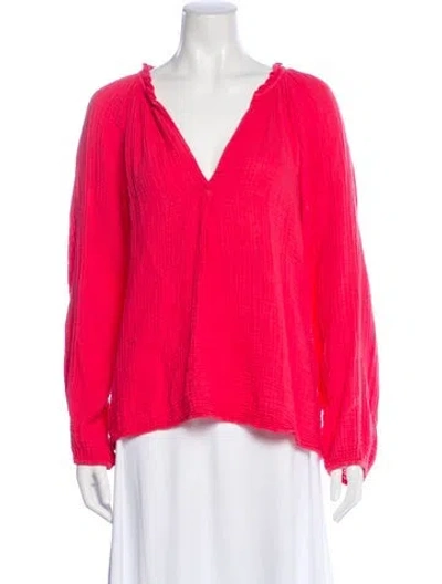 Pre-owned Xirena V-neck Long Sleeve Blouse In Pink